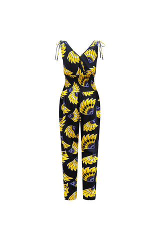 Xetsa Jumpsuit - Yellow & Black Plantain (banana) Print