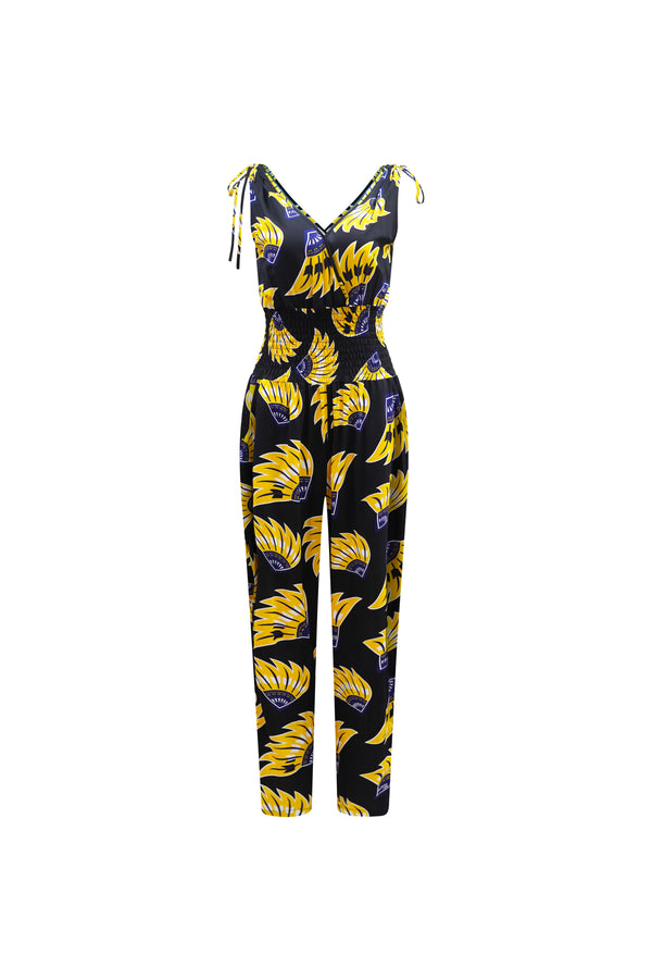 Xetsa Jumpsuit - Yellow & Black Plantain (banana) Print
