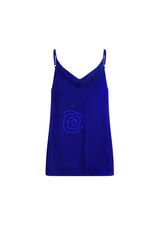 Zackia Spaghetti Top - Solid Blue Print