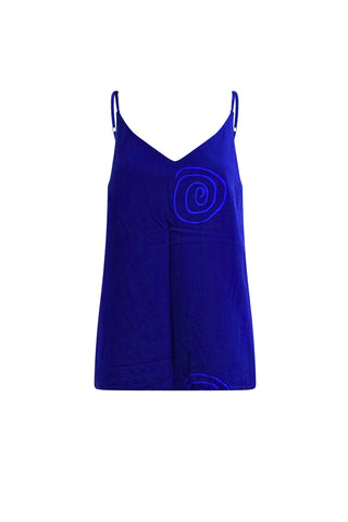 Zackia Spaghetti Top - Solid Blue Print