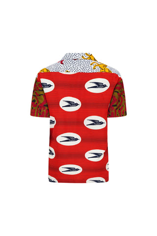 Zika Shirt - Mix Match Horses/Speedbird Red White and Yellow African Ankara Wax Cotton Print