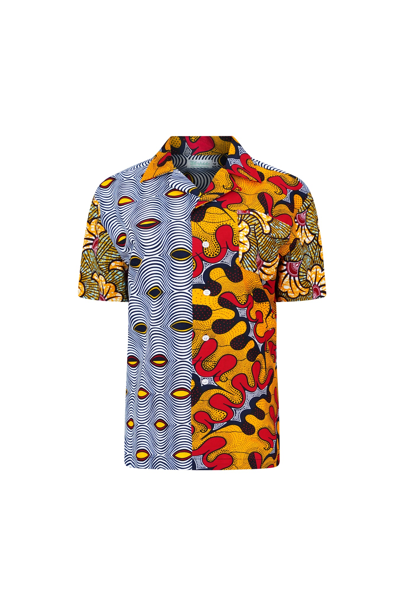 Zika Shirt - Mix Match Awoluba/Rolls Royce Red Yellow and Black African Ankara Wax Cotton Print