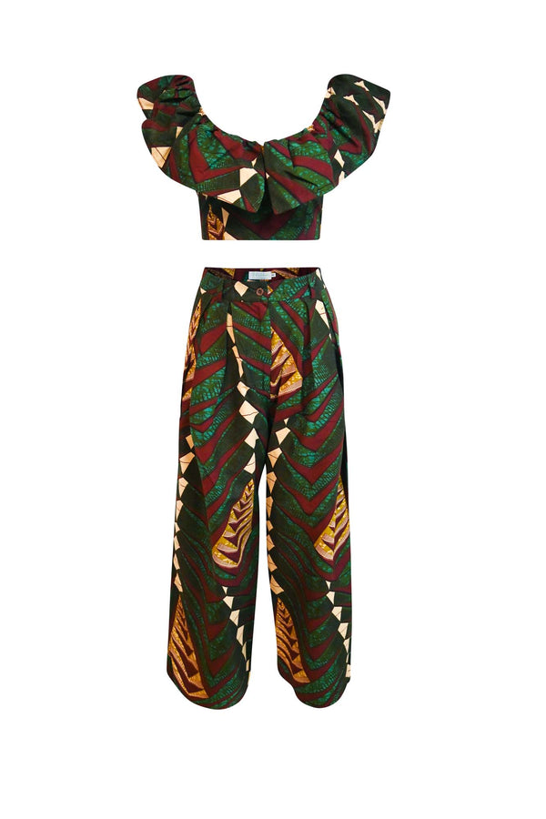 Adaora Twin Set Ankara Wax Print OliveAnkara