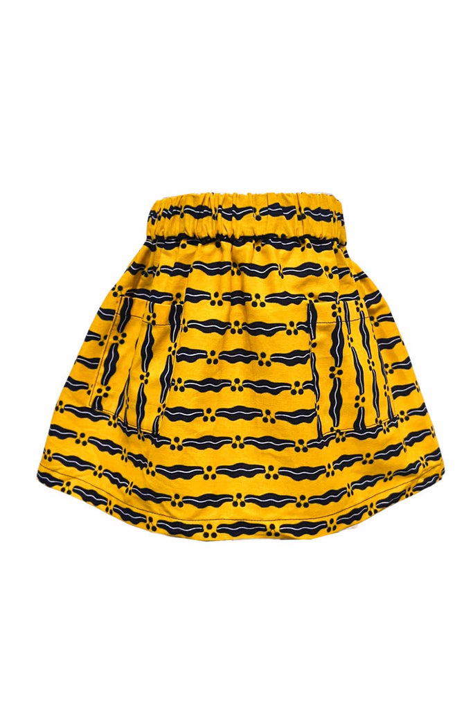 Bertie Elasticated Skirt Ankara Wax Printed fabric OliveAnkara