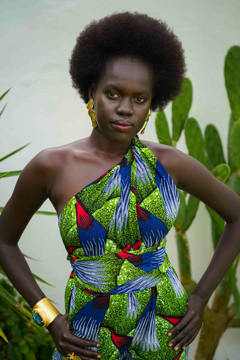Chinwe Tapered leg Infinity Jumpsuit - Green Banana Trees |TROPICANA