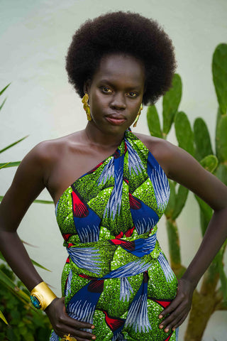 Chinwe Pants Infinity JUMPSUIT Ankara Wax Print OliveAnkara