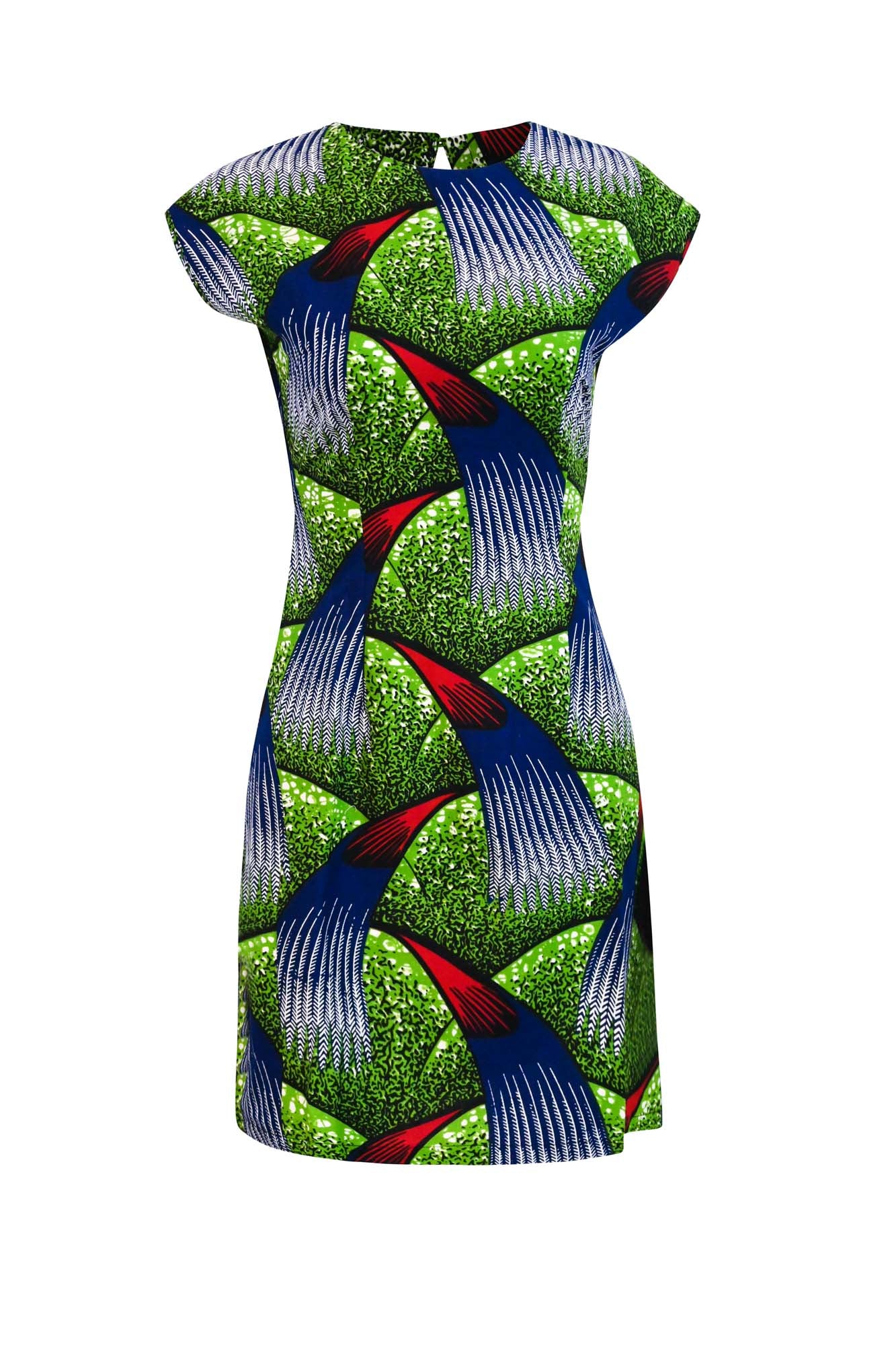 Dela Open back Mini Dress - Green Banana Tree Print |TROPICANA