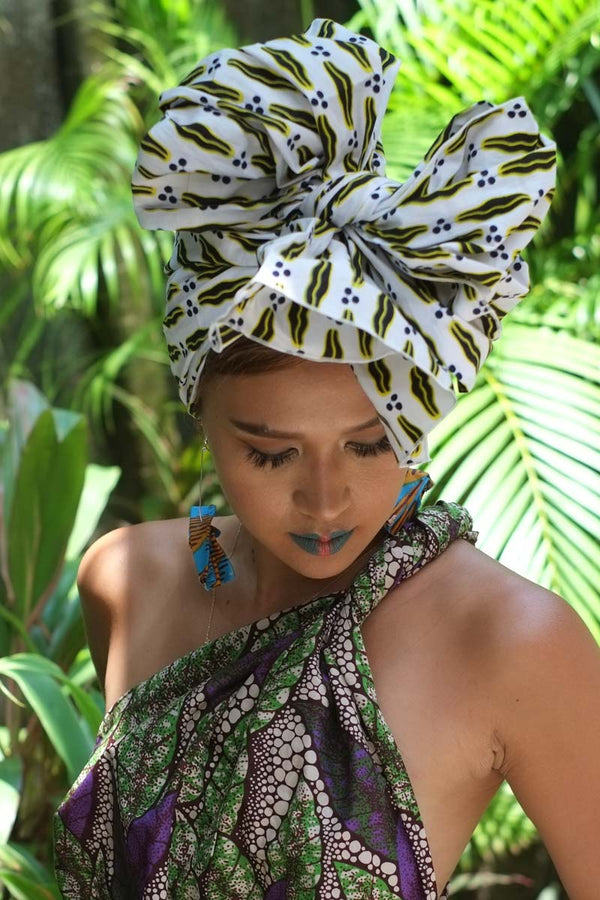 Ebagi Headwrap Ankara Wax Fabric OliveAnkara