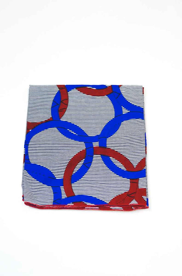 Ayomide Headwrap - Union Red/Blue Ankara Wax Print OliveAnkara