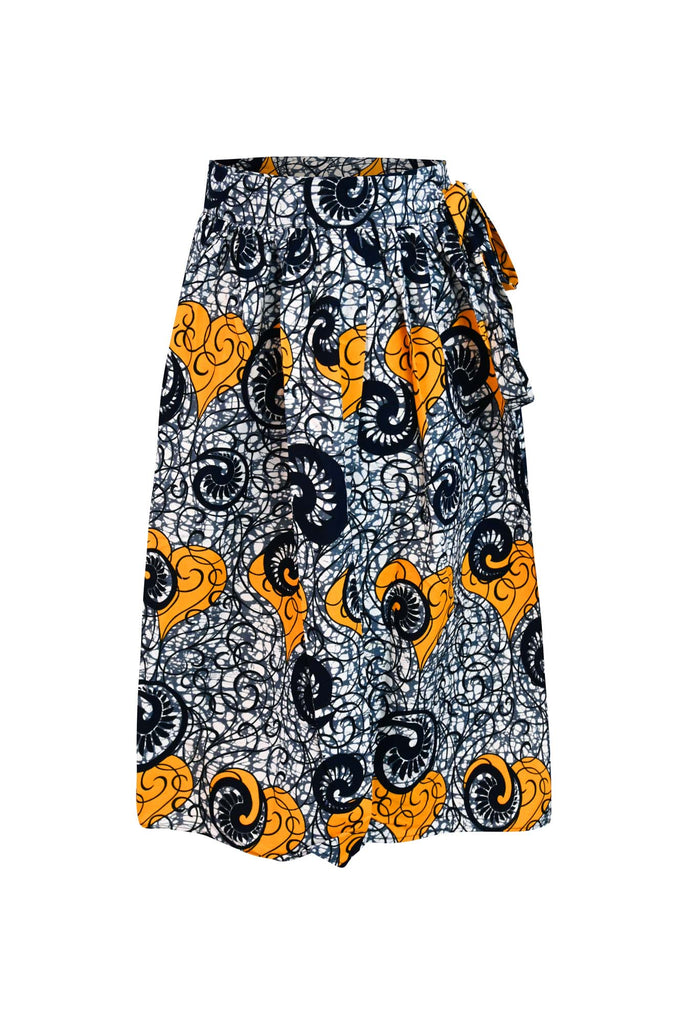 Imani Wrap Skirt Ankara Wax Print OliveAnkara