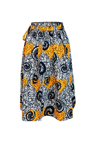 Imani Wrap Skirt Ankara Wax Print OliveAnkara