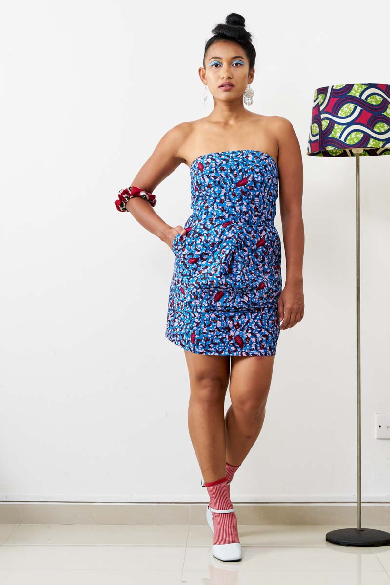Imara Tube Dress - Cornflower Blue Print