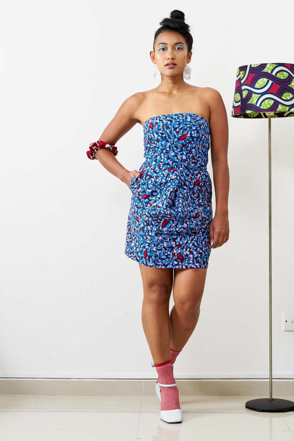 Imara Tube Dress Ankara Wax Print OliveAnkara