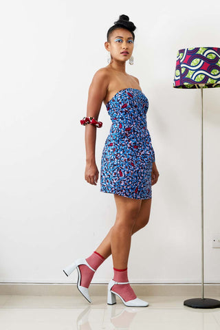 Imara Tube Dress Ankara Wax Print OliveAnkara