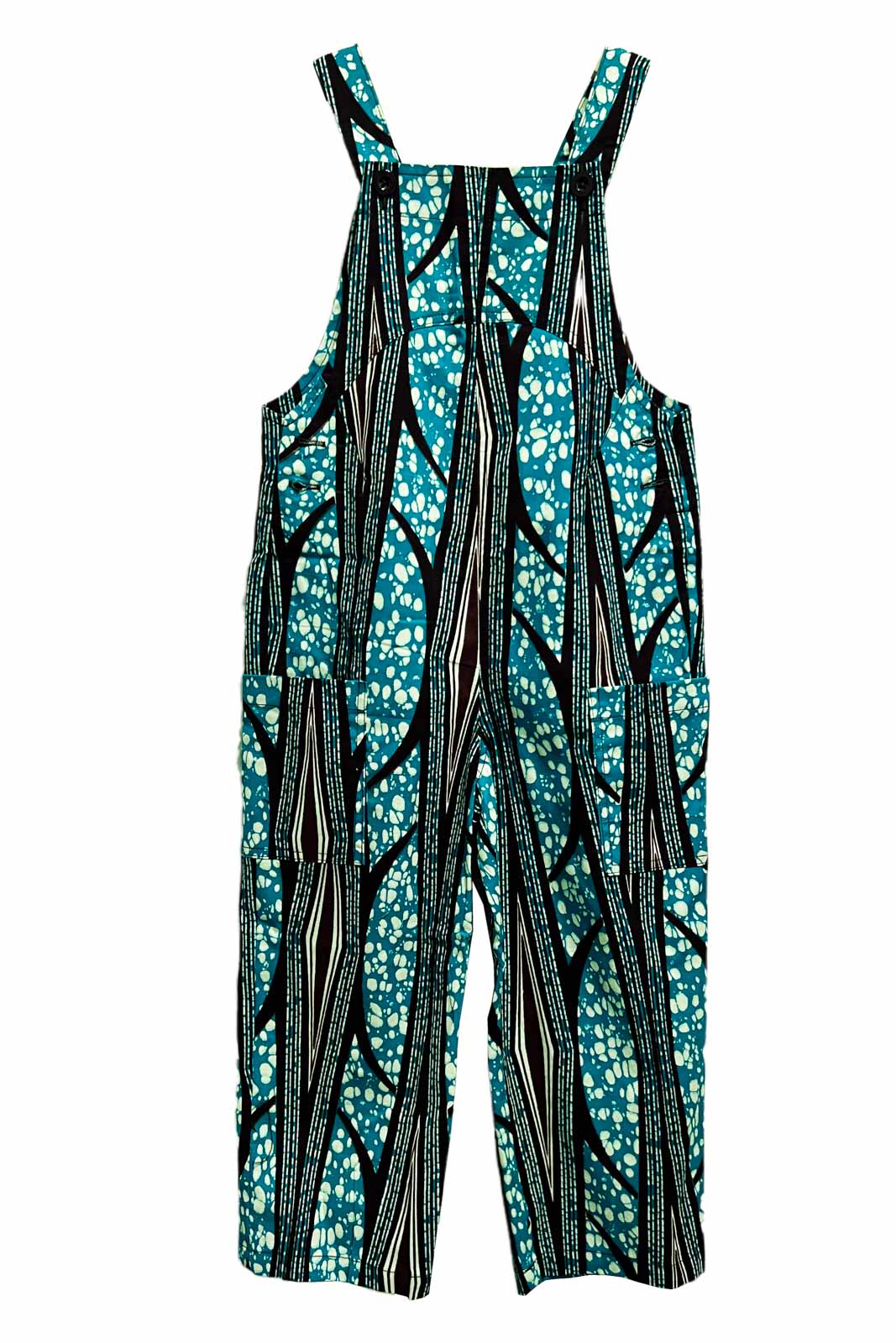 Kyril Unisex Dungarees - Turquoise Stick and Twig Print