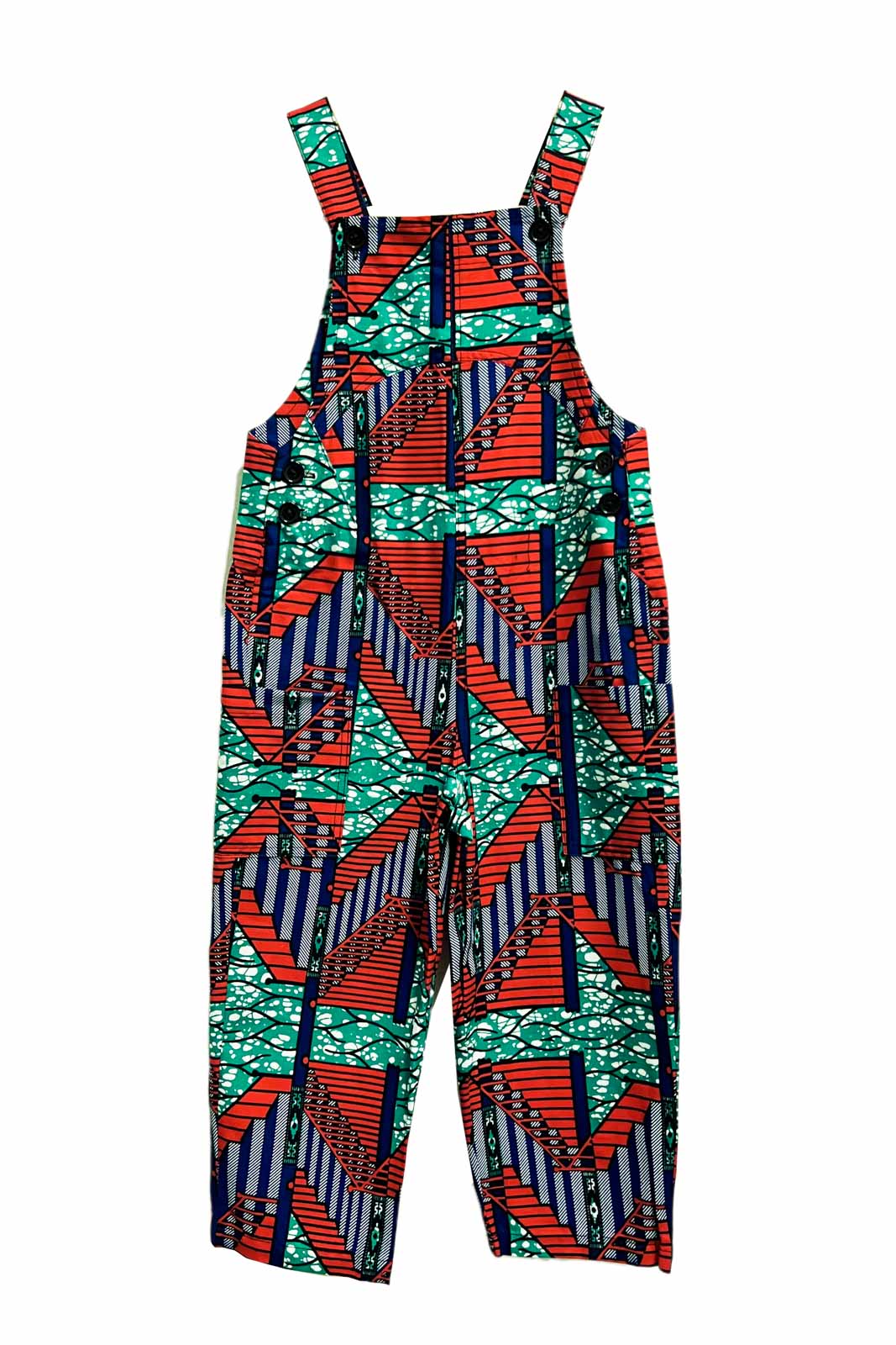 Kyril Unisex Dungarees - Red/Blue Staircase Print