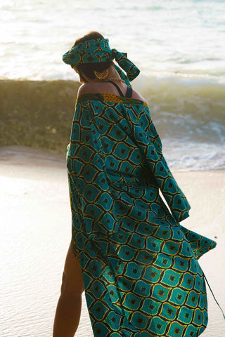 Makena Maxi Afromono Ankara Wax Print OliveAnkara