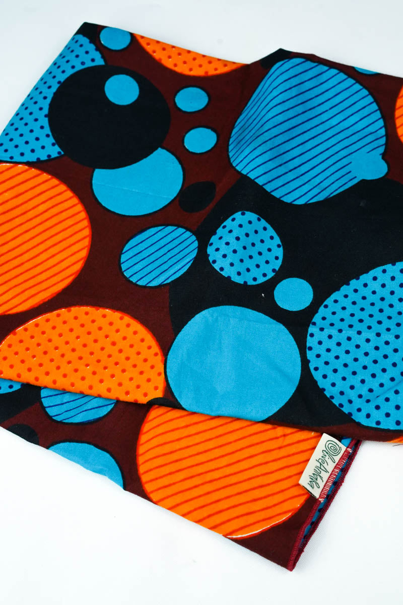 Hibo Headwrap - Orange/Blue Ball Print