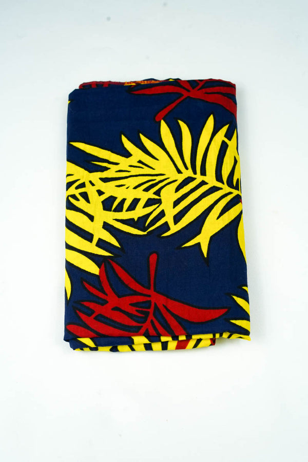 Pamy Headwrap - Blue/Yellow/Red Palm Print