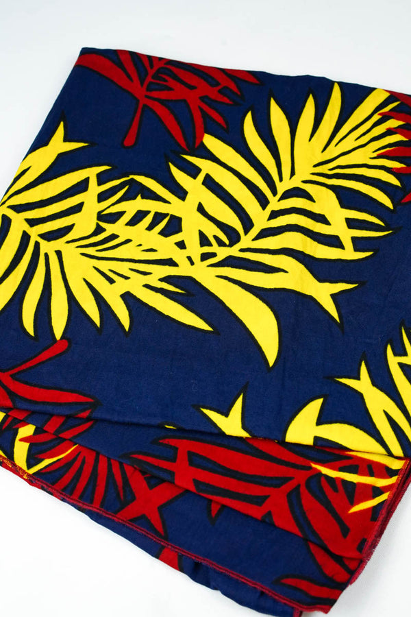 Pamy Headwrap - Blue/Yellow/Red Palm Print