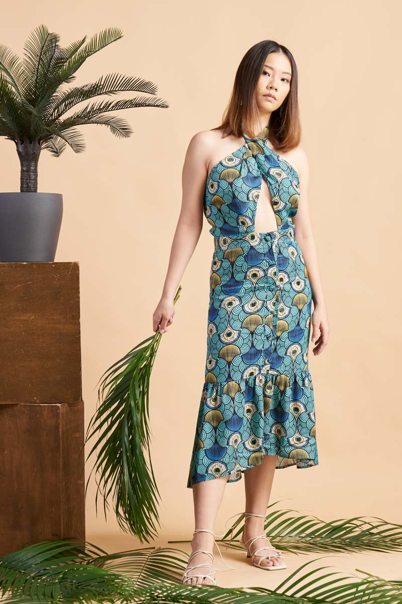 Aja Dress - Teal Ewa Naibu- OA OG Print