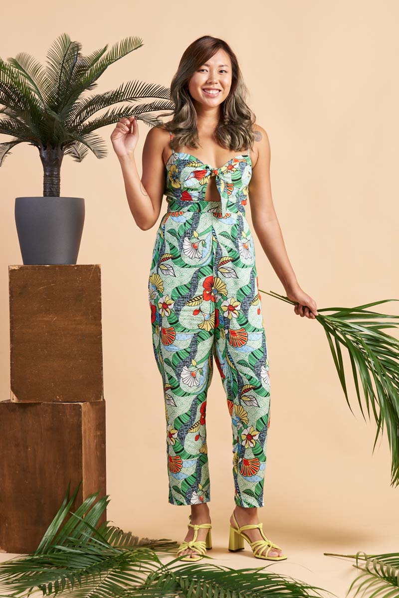 Enu Tie Front Jumpsuit - Green ASA HANA OA OG