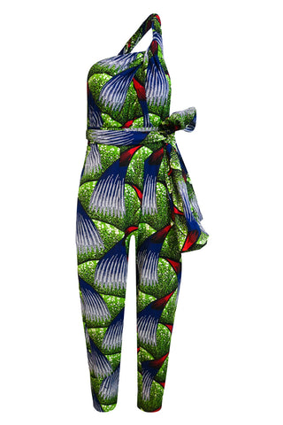 Chinwe Pants Infinity JUMPSUIT Ankara Wax Print OliveAnkara