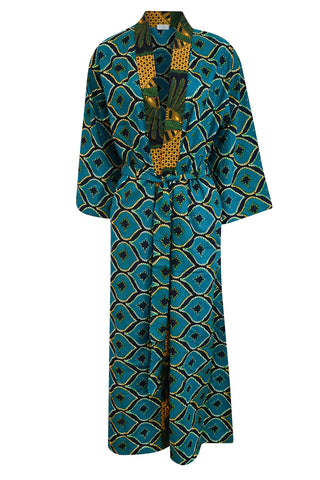 Makena Maxi Afromono Ankara Wax Print OliveAnkara