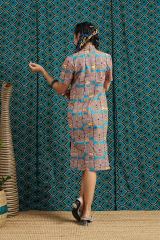 Kara Cheongsam Ankara Wax Print OliveAnkara