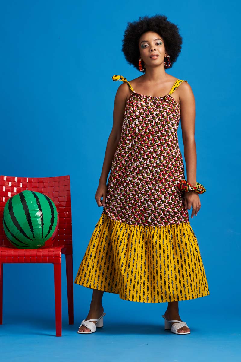 Eya Dress - Yellow/ Red Print