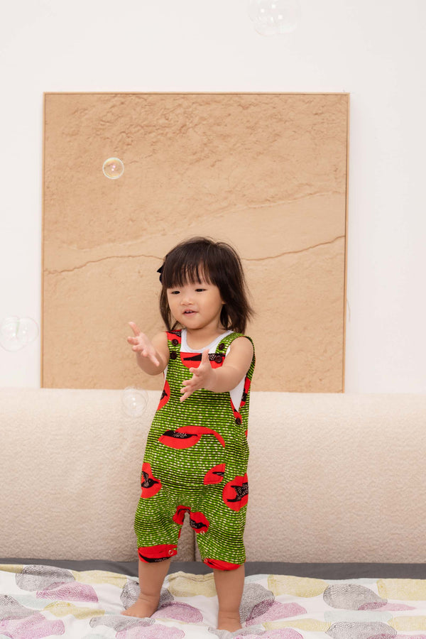 Lou Romper Ankara Wax Printed fabric OliveAnkara