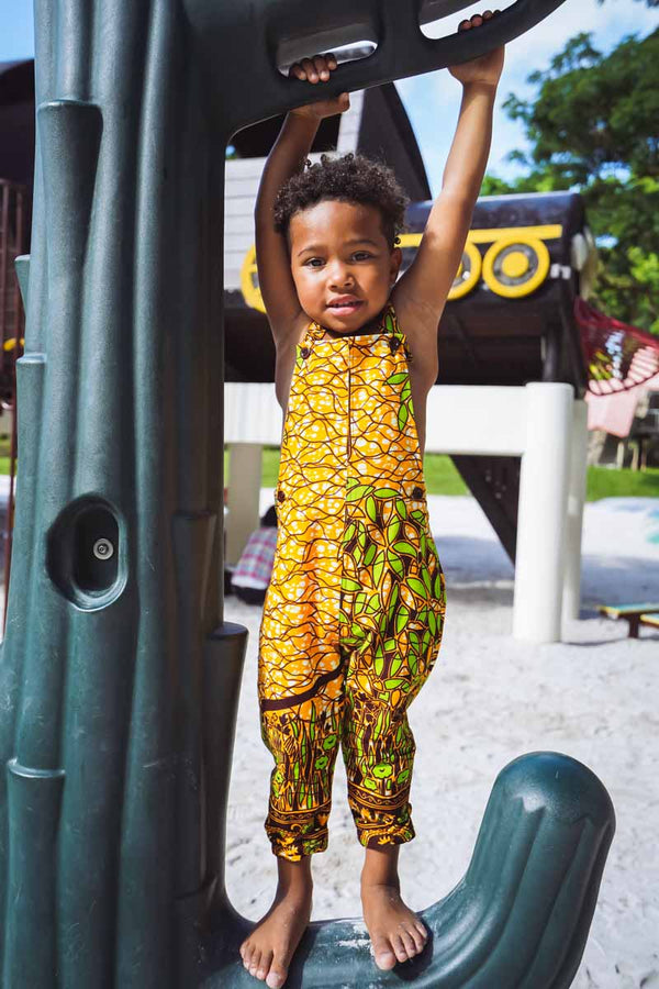 Zina dungaree OA Kids Ankara Wax Print OliveAnkara