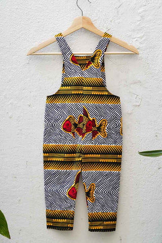Zina dungaree OA Kids  Ankara Wax Print OliveAnkara