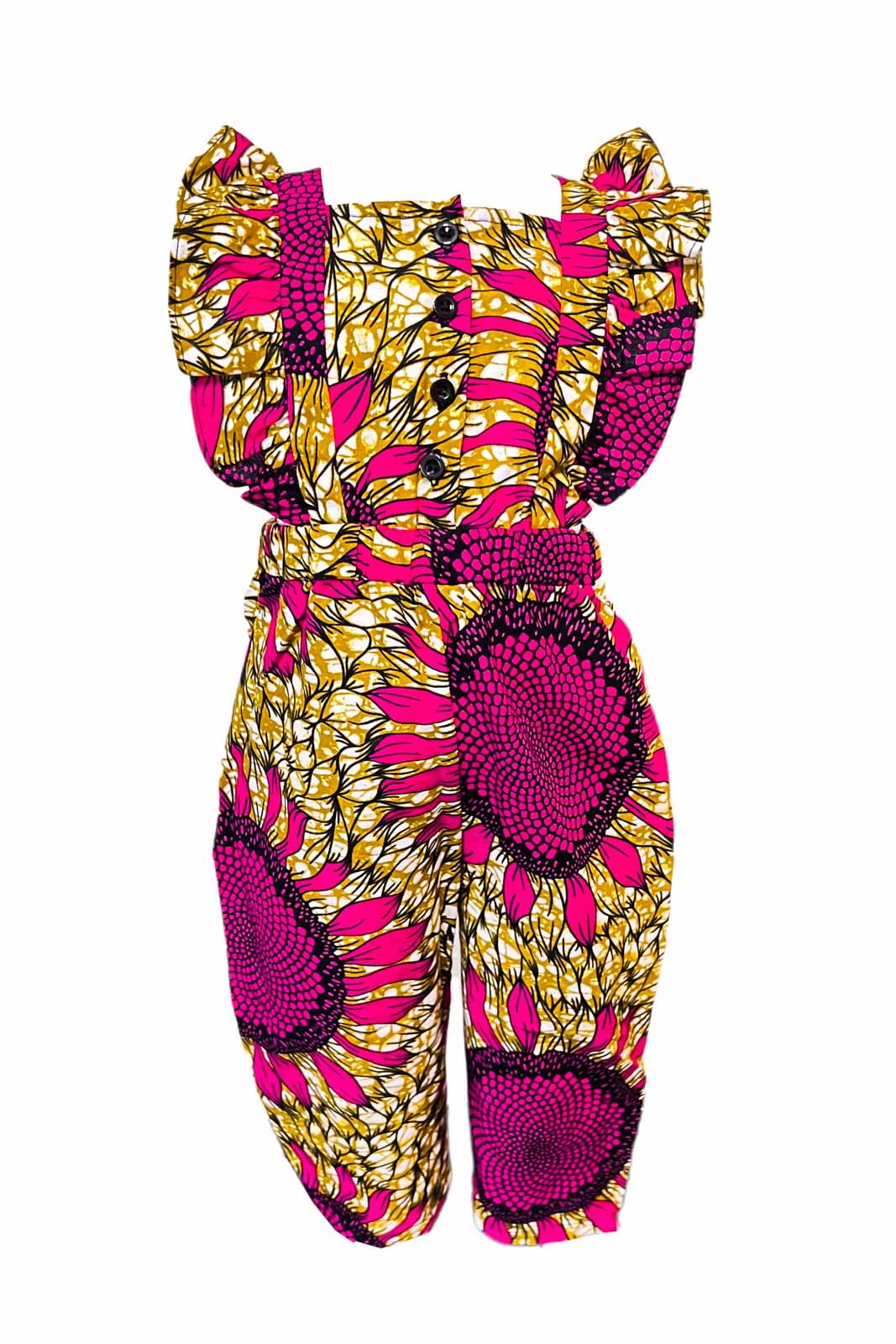 Story Jumpsuit With Ruffles - Pink/Yellow Sunflowers