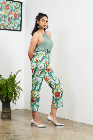 Surya Pants Tencel Lyocell Print OliveAnkara Originals OA OG