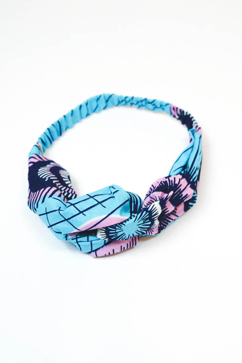Vega Turban Headband - Cyan/Pink